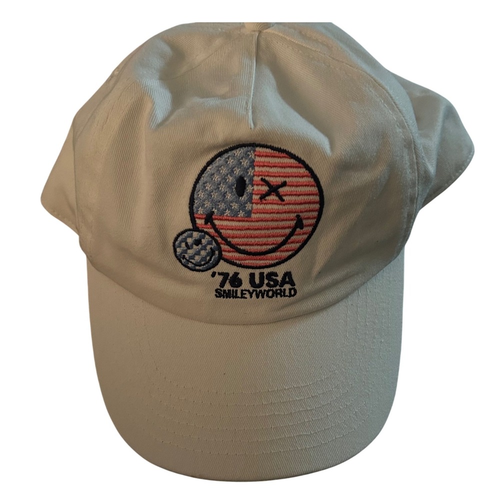 Smileyworld 76 USA Flag Embroidered Baseball Cap‎ White OSFM
